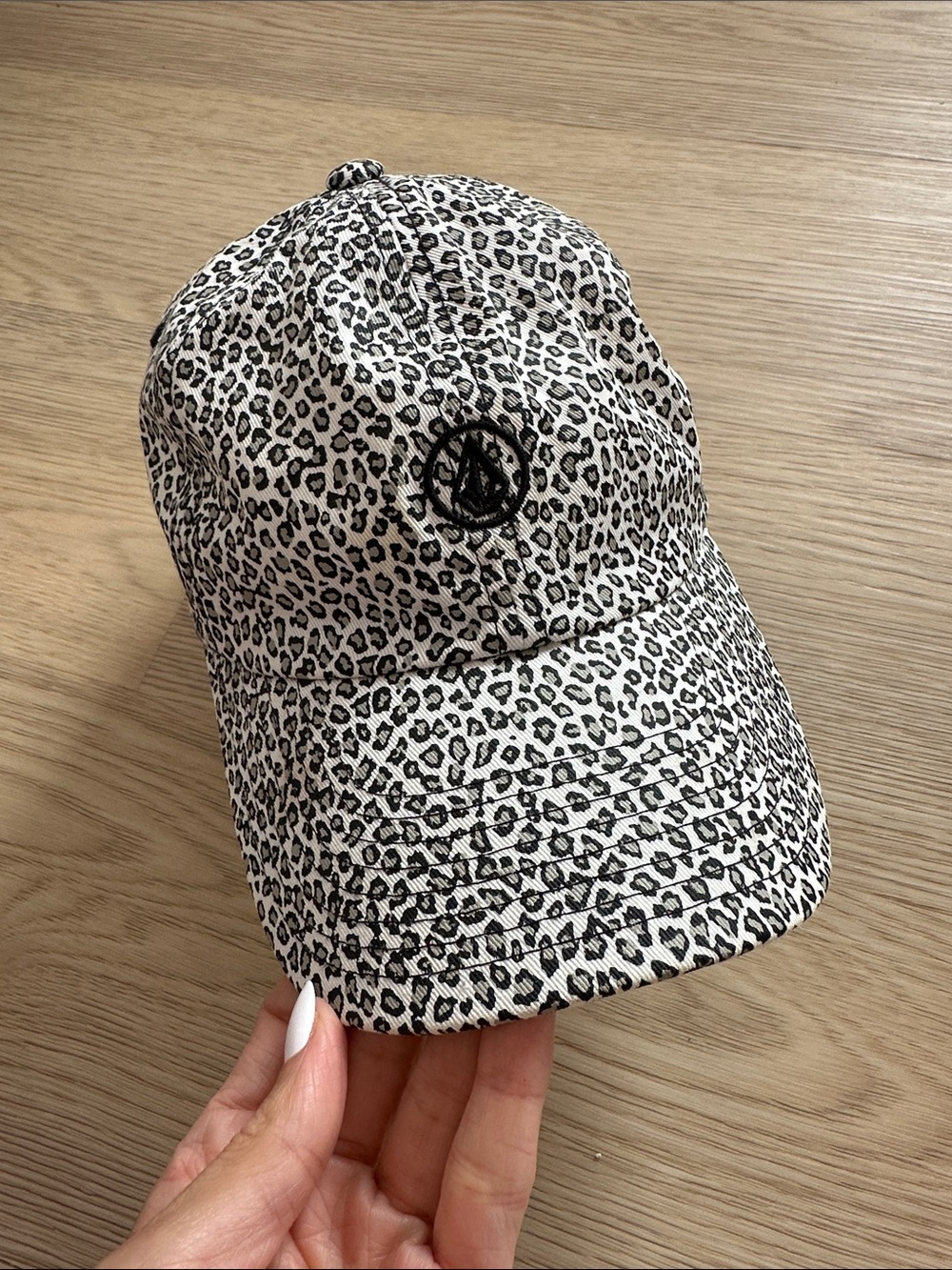 Women’s Volcom Leopard Print Adjustable Baseball Cap Off-White